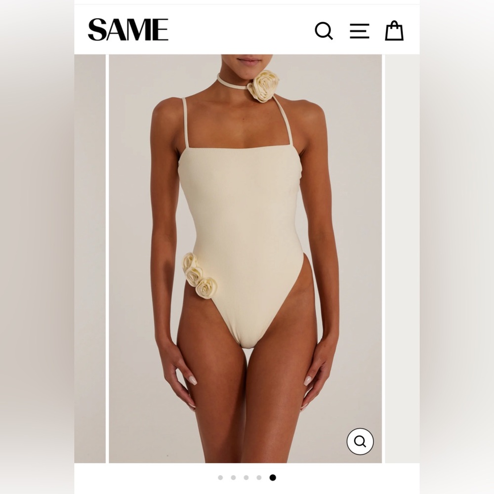 SAME Los Angeles swimwear rosette one piece cream on cream